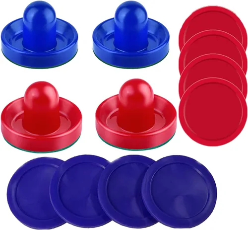 Vista 8 de Air Hockey Pucks and Pushers Replacement Set, Table Accessories Azul/Negro