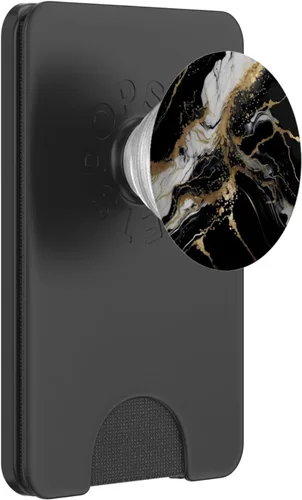 Vista 7 de PopSockets con patrón de colores en blanco y negro y dorado con diseño de mármol PopGrip intercambiable