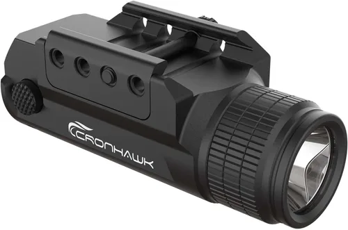 Vista 7 de CRONHAWK linterna de pistola recargable de 700 lúmenes, linterna táctica compacta de montaje en riel, luz de arma para arma, se ajusta a Picatinny