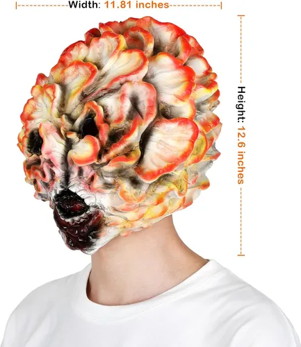 Vista 2 de Pigmiss Last US Clicker Máscara de Halloween de hongos aterradores máscara de látex de cabeza completa espeluznante disfraz de cosplay novedad zombi