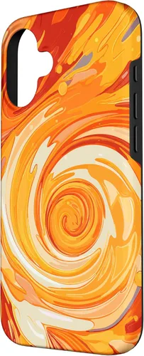 Vista 2 de iPhone 16 Swirl Orange Color Illustration Pattern Abstract Art Case