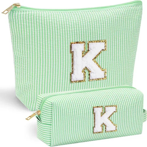 Vista 81 de YOOLIFE Regalos del Día de la Madre para Mujeres, Bolsa de Maquillaje con Iniciales, Bolsa de Maquillaje para Viaje, Bolsa de Maquillaje Negro