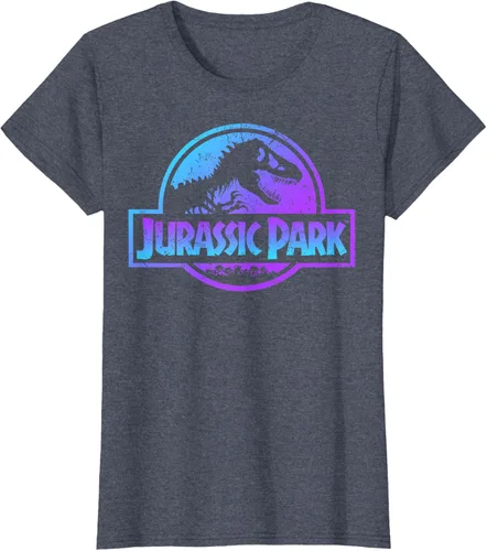 Vista 65 de Jurassic Park Camiseta de manga corta con logotipo Fossil azul y morado Negro