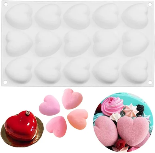Vista 38 de OCPO KITCHEN Moldes de silicona con forma de corazón 3D para hornear pasteles de mousse, molde de silicona 3D para dulces, pastelería, chocolate