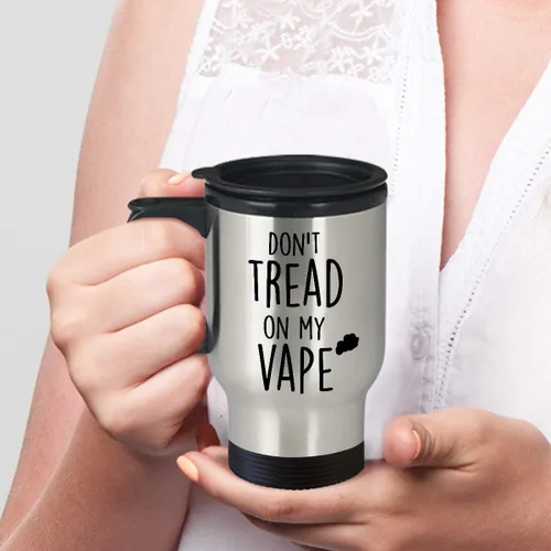 Vista 3 de Taza de viaje divertida Don't Tread On My Vape Impresionante regalo novedoso Inspiración y sarcasmo Taza de té de 14 oz (14 oz)