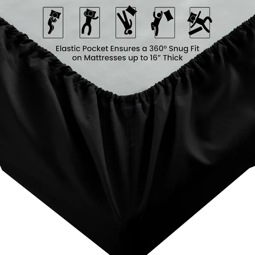 Vista 8 de LUX Décor - Sábana bajera individual – Sábanas de microfibra elástica 360 pulgadas fácil de ajustar, bolsillo profundo de 16 pulgadas, resistente a
