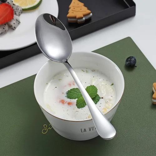 Vista 4 de Kyraton - 6 cucharas de mesa de acero inoxidable de 7.5 pulgadas, cucharas de sopa, cucharas de postre, cubiertos para lavavajillas, juego de 6