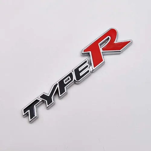 Vista 2 de Emblema de Coche de Metal Cromado con Logo Type-R, Insignia Deportiva de Carreras 3D Premium, Calcomanía Adhesiva de Poder Turbo (Negro y Rojo)
