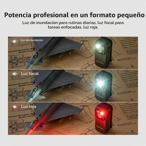 Vista 2 de OLIGHT Oclip Pro - Linterna recargable EDC con clip, Phantom Squadron Red Light, 500 Lumens Floodlight, Spotlight, Pocket-Sized, USB-C Charging