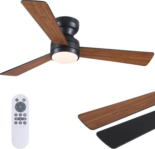 Vista 16 de Asyko Ventiladores de Techo con Luces, Ventilador de Techo de Perfil Bajo de 46" con Luz y Control Remoto, Montaje al Ras, Reversible, Regulable