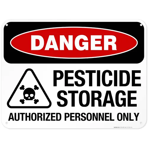 Vista 15 de Danger Pesticide Storage Authorized Personnel Only Sign, 10x7 Inches, Rust Free .040 Aluminum, Made in USA by Sigo Signs