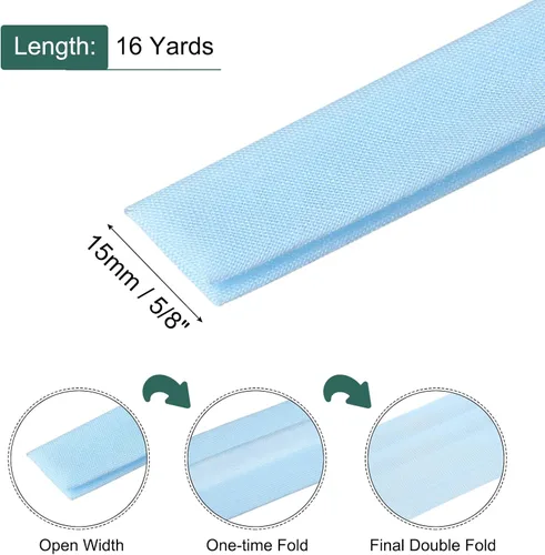 Vista 415 de MECCANIXITY Cinta al bies de doble pliegue de 1/2 pulgada de poliéster continuo a granel para costura, costura, dobladillo, encuadernación y Beige