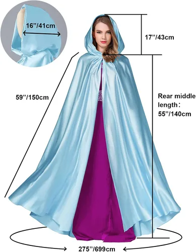 Vista 5 de BEAUTELICATE Capa con capucha de boda para mujer, poncho de longitud completa