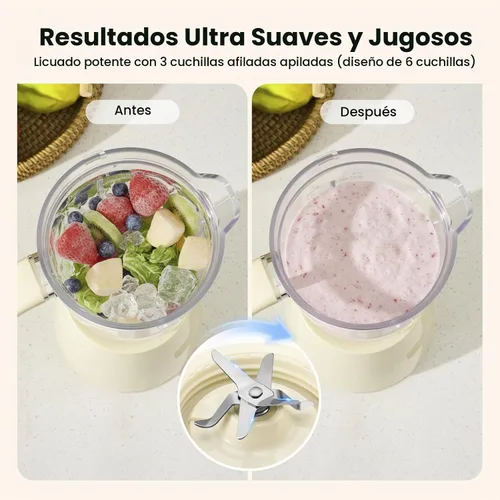 Vista 3 de Licuadoras pequeñas para cocina, licuadora de batidos de 21 oz