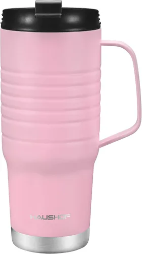 Vista 8 de HAUSHOF Taza de viaje de 24 oz con asa, taza de café de viaje con aislamiento al vacío de acero inoxidable, tazas de viaje de doble pared con tapa a