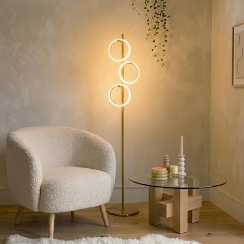 Vista 6 de Brightech Saturn - Lámpara de pie LED, diseño único que combina con decoración moderna y contemporánea, lámpara alta de 3 luces para sala Luz blanca