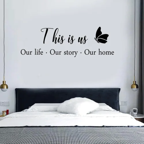 Vista 5 de 4 carteles decorativos de pared con texto en inglés «This is us together» («This is us together» bendice this home), calcomanías de vinilo