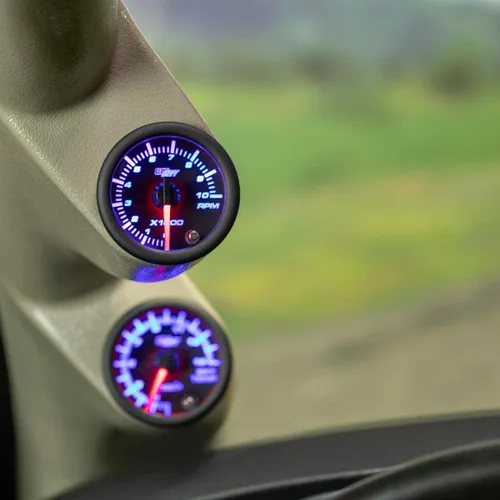 Vista 3 de GlowShift tacómetro ahumado 7 colores 2 pulgadas