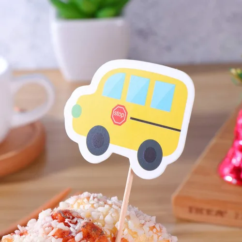 Vista 5 de 18pcs Back To Cupcake Topper Postre Fruit Cake Pick Palillos de dientes Primer Día de Aula Bienvenida Fiesta Decoración Accesorios Profesor