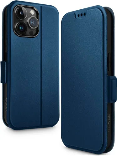Vista 13 de OCASE Funda tipo cartera para iPhone 15, funda delgada de piel sintética, ranuras para tarjetas, bloqueo RFID, soporte de soporte, funda de teléfono