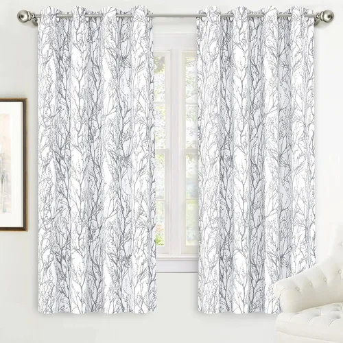 Vista 19 de DriftAway Cortinas opacas con diseño de ramas de árbol, doble capa, 84 pulgadas de largo, para dormitorio, estampado clásico, aislamiento térmico