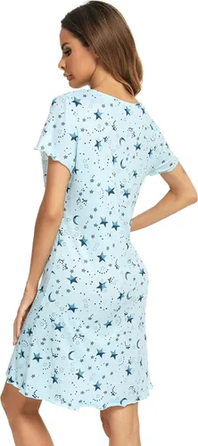 Vista 7 de Camisón de manga corta para mujer, con cuello redondo, con volantes, cómodo camisón