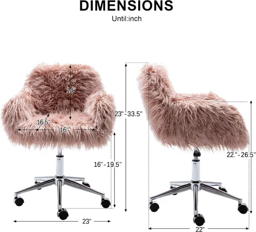Vista 3 de Silla de escritorio de oficina, silla de escritorio giratoria esponjosa, altura ajustable con reposabrazos, cojín suave, base plateada