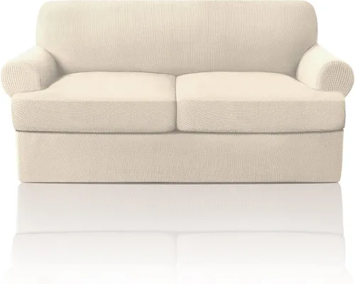 Vista 62 de PrinceDeco Fundas elásticas para sillón de 2 piezas, fundas de sofá para sillas con cojines en forma de T, fundas suaves para muebles con 1 funda