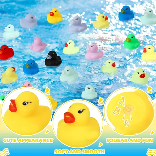 Vista 3 de Mini pato de goma a granel, juego de juguetes de baño a granel, mini patos coloridos para baby shower, decoración de fiesta de cumpleaños, regalo