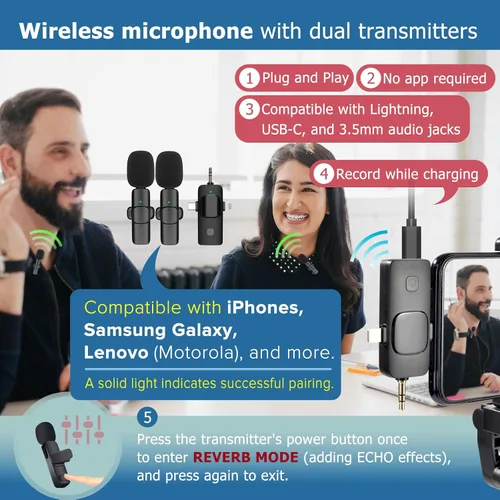Vista 5 de Kit de vlogging de trípode de seguimiento facial automático para iPhone y teléfono Android con luces duales/micrófono inalámbrico dual/control