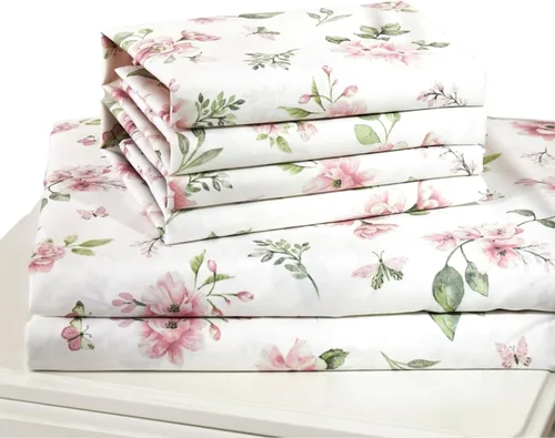 Vista 13 de Virah Bella Juego de sábanas de microfibra con estampado de 4 piezas tamaño queen - Otoño dorado - Blanco