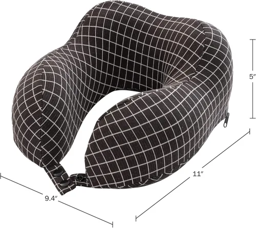 Vista 2 de Home-Complete Almohada de viaje – Almohada de espuma viscoelástica con funda lavable – Almohadas de cuello para dormir en aviones, trenes, Negro