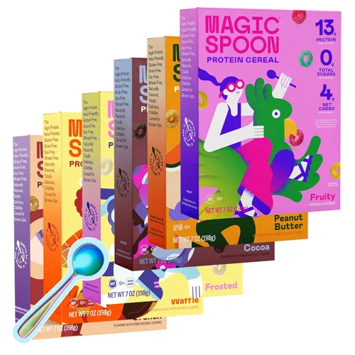 Vista 20 de Cereal Magic Spoon - Cereales Altos en Proteínas - Snacks Sin Azúcar y Comida para el Desayuno - Cereal Sin Granos y Sin Gluten - Snacks Saludables