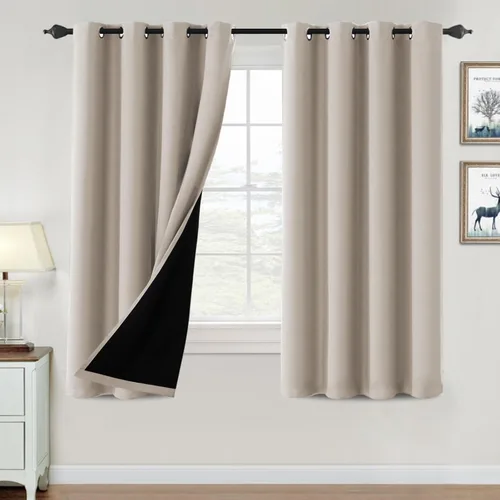 Vista 56 de H.VERSAILTEX Cortinas 100% de opacidad para dormitorio, con aislamiento térmico, cortinas opacas de 63 pulgadas de largo, cortinas de bloqueo