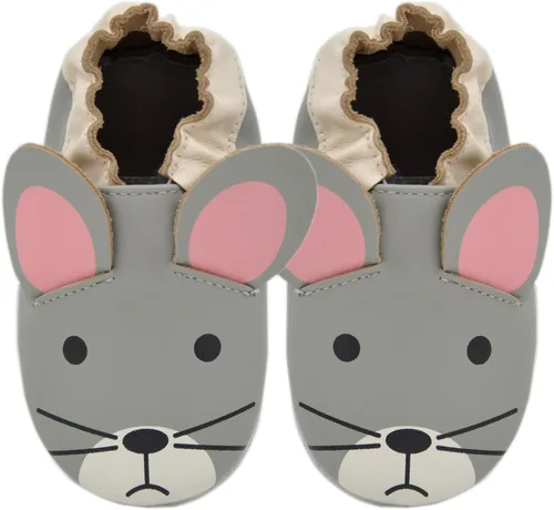 Vista 2 de Zapatos unisex de cuero con suela suave para niños y niñas, botines para cuna