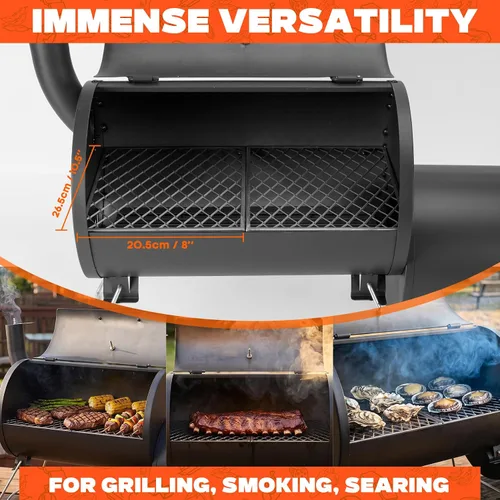Vista 15 de ONLYFIRE GRILLS Parrilla de carbón y ahumador offset, parrilla de barbacoa