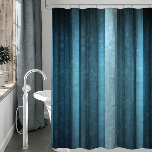Vista 11 de Gibelle Cortina de ducha pequeña de 36 x 72 pulgadas, juego estrecho medio negro y gris, tela moderna abstracta para baño, textura de vidrio fresco