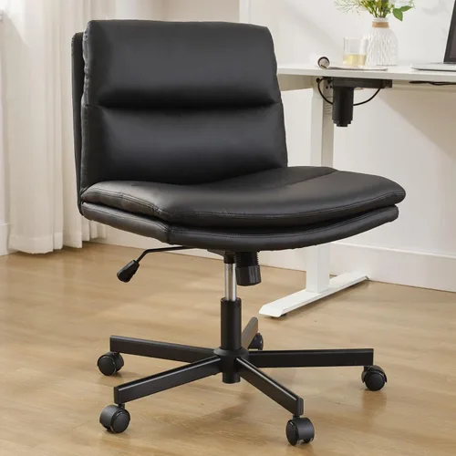 Vista 8 de Okeysen Criss Cross Chair with Wheels, Armless Wide Seat Cross Legged Comfy Office Desk Chair, Height Adjustable Swivel Computer Task Chairs for