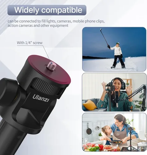 Vista 4 de ULANZI MT-79 Trípode extensible de aluminio de 81 pulgadas, soporte de luz ajustable portátil con tornillo de 1/4 pulgadas, trípode de cámara