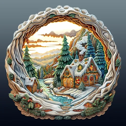 Vista 12 de Rompecabezas de madera de Navidad para adultos, rompecabezas de madera de pueblo nevado, rompecabezas de madera para adultos, regalos