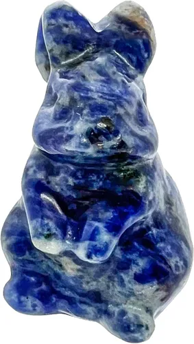 Vista 4 de Estatua de bolsillo de conejo de piedra de cristal, escultura de animales tallada a mano, decoración del hogar, regalo del día de Pascua, Fengshui