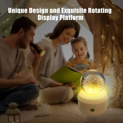 Vista 5 de JOJOCY Soporte de exhibición giratorio LED, base de exhibición de luz de madera con 8 modos de iluminación, soporte de base de luz de cristal