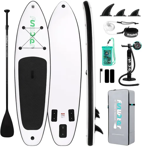 Vista 17 de FunWater Inflatable Stand Up Paddle Board with Beginners SUP Accessories 10'6'' SUP,Anti-Slip EVA Deck,Versatile Yoga/Big Fin Inflatable Paddle