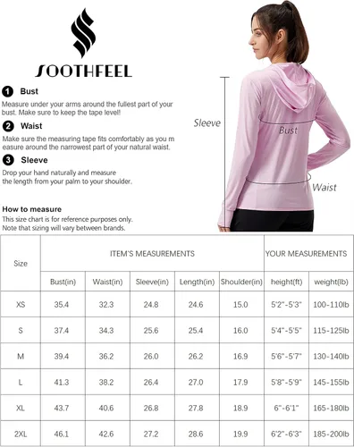 Vista 5 de Soothfeel Chaqueta con capucha UPF 50+ para mujer, ligera, de manga larga, con bolsillo, para senderismo, al aire libre