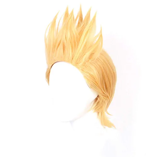 Vista 2 de XiongXiongLe Peluca de Halloween, cosplay, anime, My Hero Academia, Mirio Togata Cos, juego de rol, pelucas sintéticas cortas de cabello amarillo