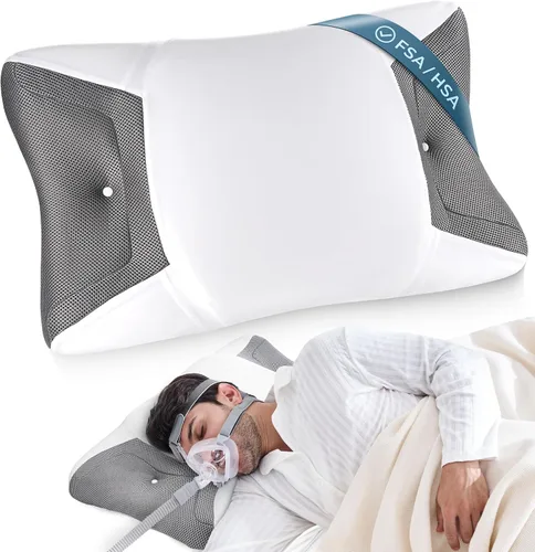 Vista 12 de Almohada para la apnea del sueño para usuarios de Cpap, almohadas ergonómicas ajustables de espuma viscoelástica para dormir de lado y espalda