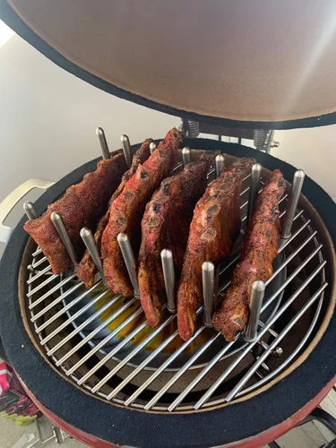 Vista 8 de MixRBBQ BBQ Future - Bandeja de goteo de acero inoxidable para Big Green Egg Kamado Classic, bandeja redonda de 12 pulgadas para parrillas de carbón