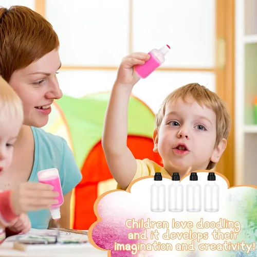 Vista 5 de Patelai 24 botellas vacías de pintura de 2 onzas, prácticas botellas de esponja para pintar con punta de esponja, marcadores de bingo recargables