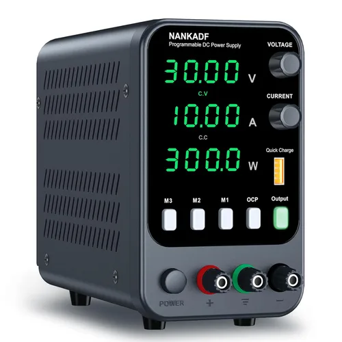 Vista 14 de Fuente de alimentación de banco variable de CC con perilla de codificador, activación/desactivación de salida, carga rápida USB, alarma de Negro