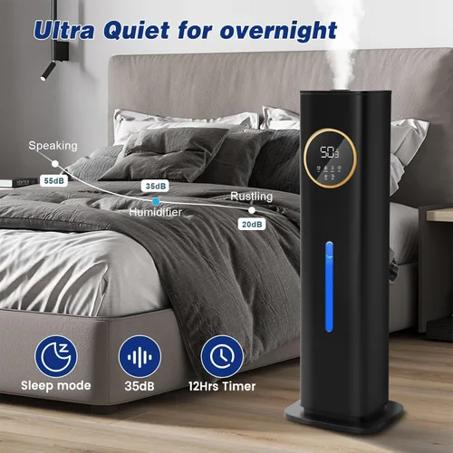 Vista 5 de LACIDOLL Humidificadores para dormitorio de 500 pies cuadrados, humidificador de 2.1 galones/8 litros con luz nocturna y difusor de aceite esencial